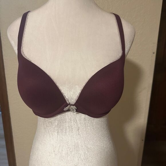 Victorias Secret Body By Victoria Push-Up‎ Pigeonnant Bra 34D Wine Maroon - Picture 3 of 11